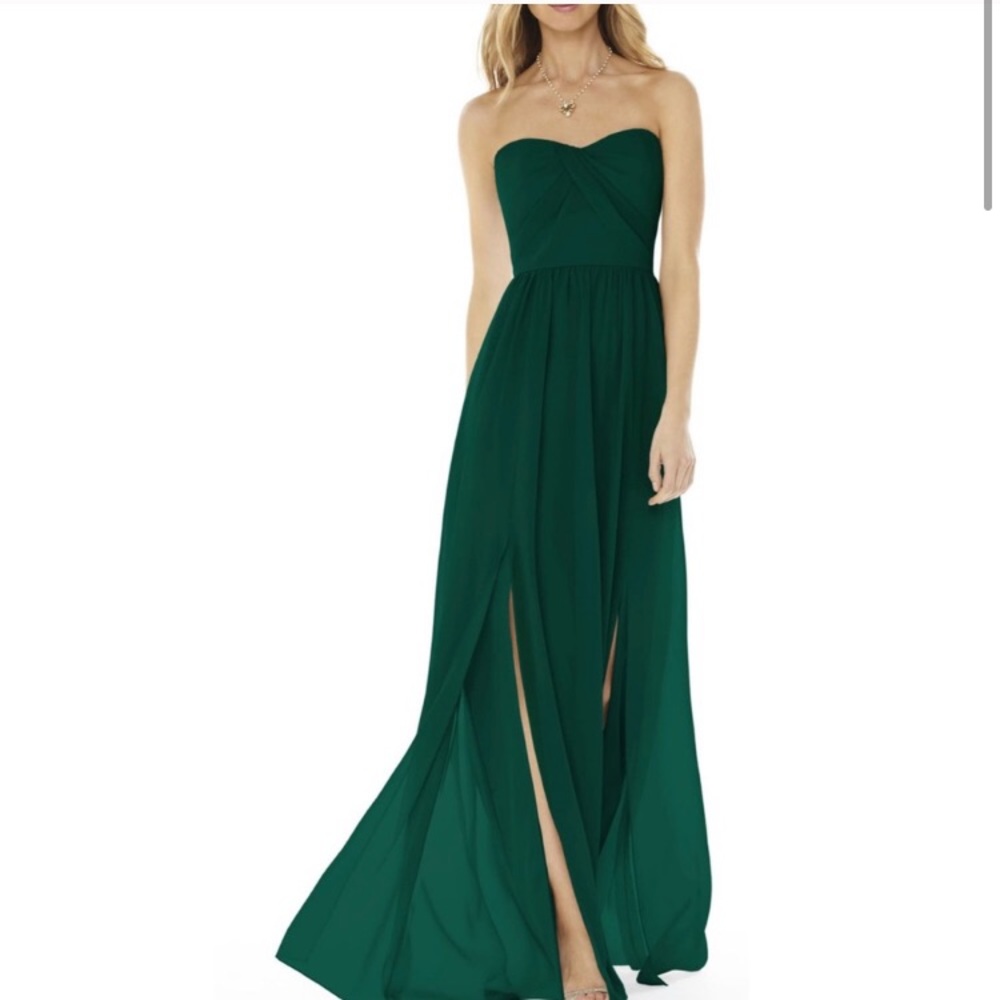 Strapless Gown, Hunter Green, Matte Chiffon, Sz 6